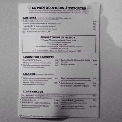 Menu photo 5 Le Pain Quotidien Paris, 75 Menu photo 5 Le Pain Quotidien Paris, 75