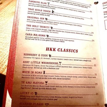 Here Kitty Kitty Vice Den - HKK classics / Signature cocktail Menu - Speakeasies Near Me - Las Vegas, Nevada