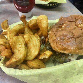 Mae's Meat Market - Maverick burger with sidewinder fries! YUM - Butcher Near Me - Eastland, Texas