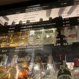 Drink menu when you order at the bar Drink menu when you order at the bar
