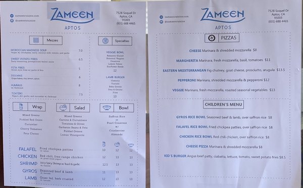Menu photo 5 Zameen Mediterranean Cuisine Aptos, CA