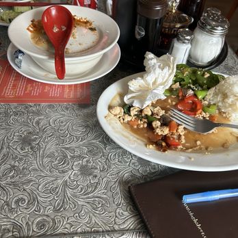 Vohn's Restaurant - Dirty or complete dishes not removed after presented with our check- bill  I think the dishes should have been removed- - Vietnamese Near Me - Bellingham, Massachusetts