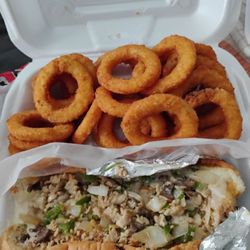 Touchdown Wings - Chicken cheese steak and onion rings