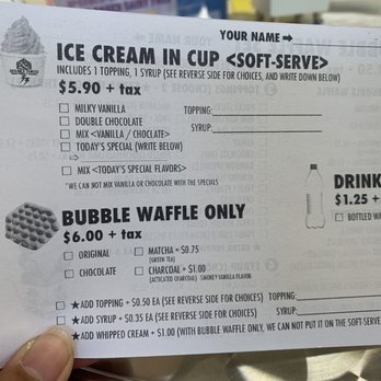 Double Three - Back of menu/order sheet as of 1/29/2023 - Ice Cream & Frozen Yogurt Near Me - Honolulu, Hawaii Double Three - Back of menu/order sheet as of 1/29/2023 - Ice Cream & Frozen Yogurt Near Me - Honolulu, Hawaii