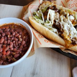 Po Boy Jim Bar & Grill - Steak & Cheese and red beans & rice @ Po Boy Jim