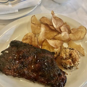 Echo & Rig - New York Strip with the garlic chips and mushroom Rockefeller. - Steakhouses Near Me - Las Vegas, Nevada