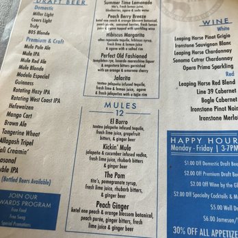 Stubborn Mule Glendora - Drinks menu. - Sports Bars Near Me - Glendora, California