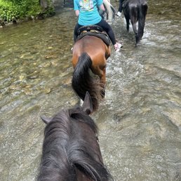 Riding through stream Riding through stream