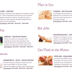 Coeur & Sens - La carte des massages