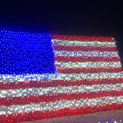 Cherokee Veteran's Park - Christmas light American flag