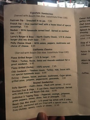Menu photo 2 Larry's Beach Club Oceanside, CA