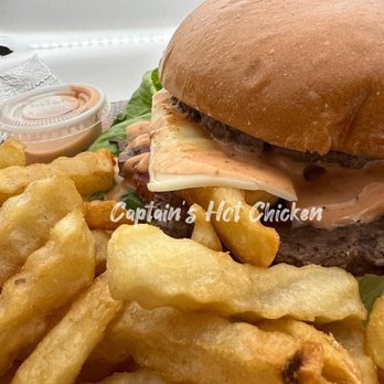Captain’s Hot chicken - a hamburger and fries - Chicken Wings Near Me - Philadelphia, Pennsylvania Captain’s Hot chicken - a hamburger and fries - Chicken Wings Near Me - Philadelphia, Pennsylvania