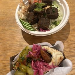 Chicken Shawarma Pocket and Cilantro Falafel & Lemon Tahini MEZZE