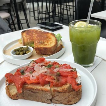 Mr West Coffee - $12- wild salmon toast, $7- grilled cheese sandwich, $5- matcha soda - Wine Bars Near Me - Seattle, Washington Mr West Coffee - $12- wild salmon toast, $7- grilled cheese sandwich, $5- matcha soda - Wine Bars Near Me - Seattle, Washington