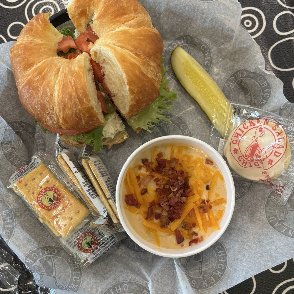 Chicken Salad Chick - The Chick -croissant sandwich with loaded potato soup - Southern Near Me - Avon, Indiana Chicken Salad Chick - The Chick -croissant sandwich with loaded potato soup - Southern Near Me - Avon, Indiana