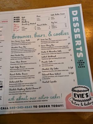 Menu photo 1 Evie's Bistro and Bakery Roanoke, VA