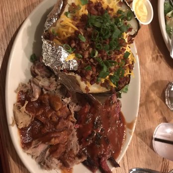 The County Line - Two meat combo, brisket and pulled pork with baked potato - Barbeque Near Me - Albuquerque, New Mexico The County Line - Two meat combo, brisket and pulled pork with baked potato - Barbeque Near Me - Albuquerque, New Mexico