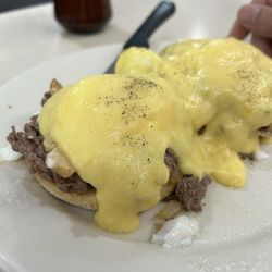 Dave's Diner - Shaved steak Benedict with melt in your mouth hollandaise