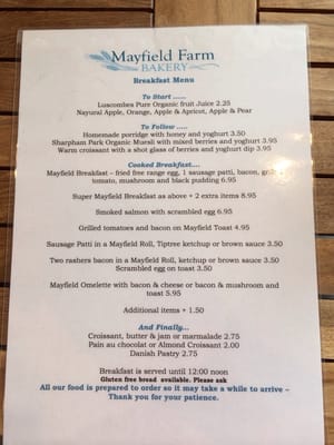 Menu photo 1 Mayfield Farm Bakery Harlow, ESS Menu photo 1 Mayfield Farm Bakery Harlow, ESS