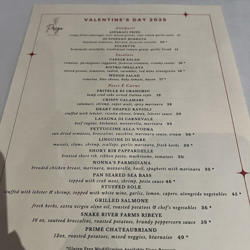 Prego Restaurant - Valentines Day Menu - Italian Near Me - Tustin, California Prego Restaurant - Valentines Day Menu - Italian Near Me - Tustin, California