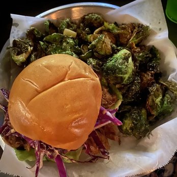 Shell Beach Brewhouse - Pulled pork sandwich with Brussel sprouts - Gastropubs Near Me - Pismo Beach, California Shell Beach Brewhouse - Pulled pork sandwich with Brussel sprouts - Gastropubs Near Me - Pismo Beach, California