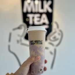 Milk tea w/ Tapioca and Taro Milk tea w/ Tapioca and Taro