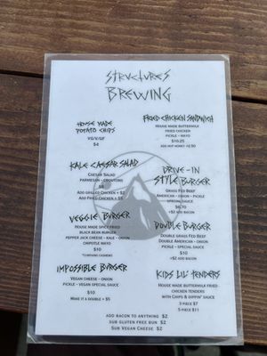 Menu photo 1 Structures Brewing Bellingham, WA