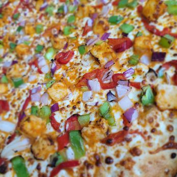 Pizza Depot - Butter Chicken Pizza (Butter Chicken, Green Pepper, Red Onion & Roasted Red Pepper) - Pizza Near Me - Thorold, Ontario Pizza Depot - Butter Chicken Pizza (Butter Chicken, Green Pepper, Red Onion & Roasted Red Pepper) - Pizza Near Me - Thorold, Ontario