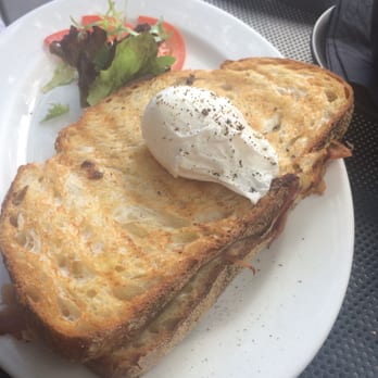 Creme Cafe - Croque Madame (leg ham, Gruyere cheese, mustard) topped w a poached egg - $12 - Restaurants Near Me - Woollahra, NSW
