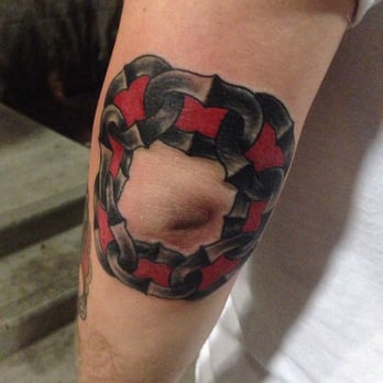 Tattooed Planet - Traditional chain tattoo around my elbow by Joey. Thanks again man! - Tattoo Near Me - Tempe, Arizona