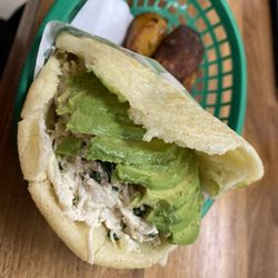 Rika Arepa Express - Reina Arepa with side of Fried Plantains