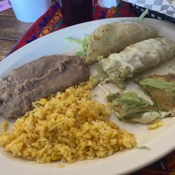 El Buen Gusto - Mexican plate with half eaten relleno . I couldn't wait LOL