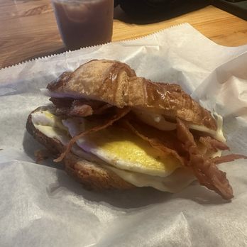 Dancing Baristas Café - Croissant vacon egg and cheese breakfast sandwich - Coffee & Tea Near Me - Beaufort, North Carolina