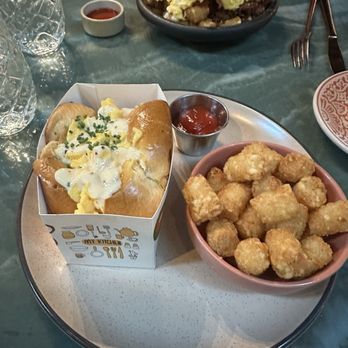 Aaktun Coffee & Bar - The OG breakfast sandwich and the Totchos - Coffee & Tea Near Me - Durham, North Carolina