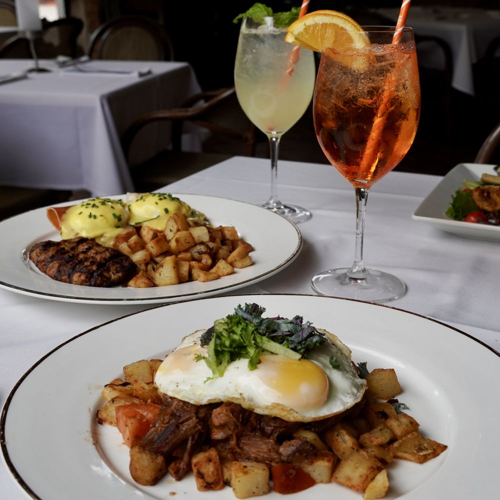 Prego Restaurant - Braised Short Rib Hash and the Italian Benedict with Hugo Spritz and Aperol Spritz - Italian Near Me - Tustin, California Prego Restaurant - Braised Short Rib Hash and the Italian Benedict with Hugo Spritz and Aperol Spritz - Italian Near Me - Tustin, California