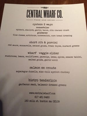 Menu photo 5 Central Wharf Boston, MA