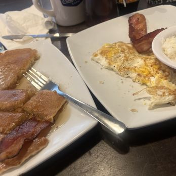 CanopyRoad Cafe - Buttermilk Pancake (one), grits eggs and bacon - Breakfast & Brunch Near Me - Tampa, Florida CanopyRoad Cafe - Buttermilk Pancake (one), grits eggs and bacon - Breakfast & Brunch Near Me - Tampa, Florida