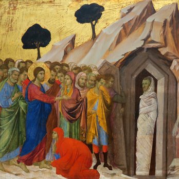 Kimbell Art Museum - Duccio di Buoninsegna; The Raising of Lazarus; 1310-11; tempera and gold on panel - Art Museums Near Me - Fort Worth, Texas