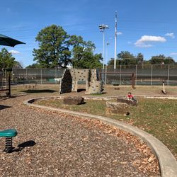 Climbing wall near the tennis courts