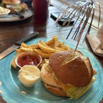 The Water Tower Grille - Grilled chicken on pretzel bun - American Near Me - Adairsville, Georgia The Water Tower Grille - Grilled chicken on pretzel bun - American Near Me - Adairsville, Georgia