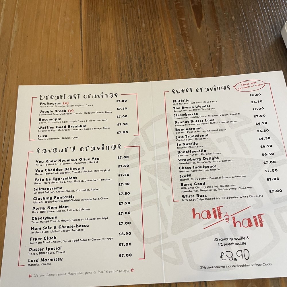 Waffley Good Company - Menu - Waffles Near Me - Durham, DUR
