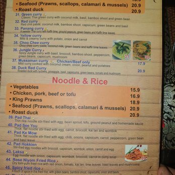 Rose Niyom Thai - 4th page of menu - Thai Near Me - Nundah, QLD