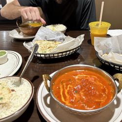 Layla's Kitchen - 89. Chicken Makhani, 92. Chicken Tikka Masala, 2. Chicken Samosa, 160. Mango Lassi, 132. Butter Naan, 133. Garlic Naan