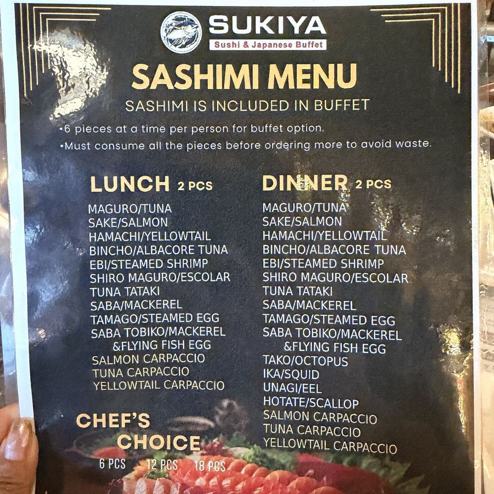 Sukiya Sushi & Japanese Buffet - Sashimi menu - Japanese Near Me - Orem, Utah Sukiya Sushi & Japanese Buffet - Sashimi menu - Japanese Near Me - Orem, Utah