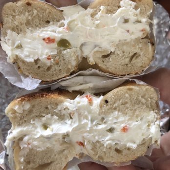 Utopia Bagels - Mini everything with olive pimento cream cheese - Bakeries Near Me - Whitestone, New York Utopia Bagels - Mini everything with olive pimento cream cheese - Bakeries Near Me - Whitestone, New York