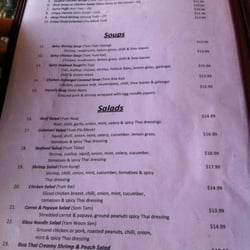 Appetizer, soups, and salads page of the menu.