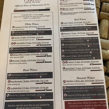 Carlos Creek Winery - Menu - Wineries Near Me - Alexandria, Minnesota Carlos Creek Winery - Menu - Wineries Near Me - Alexandria, Minnesota
