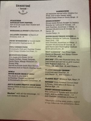 Menu photo 2 Grindstone Tavern Bar and Grill Collinsville, CT Menu photo 2 Grindstone Tavern Bar and Grill Collinsville, CT