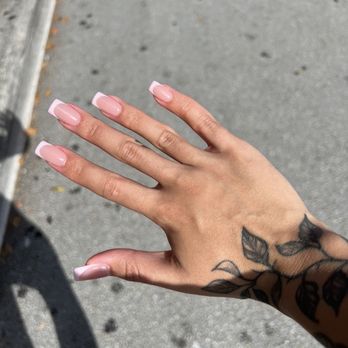 Luxury Nails - Pink French tips - Nail Salons Near Me - Fort Lauderdale, Florida