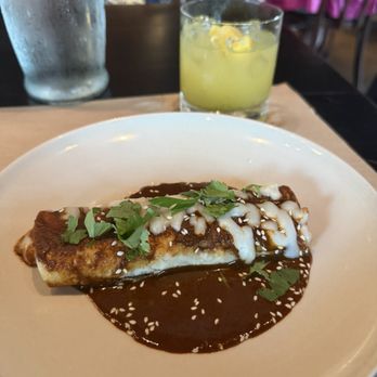 Duet - Chicken enchilada with poblano mole paired with a margarita al pastor - Seafood Near Me - Tulsa, Oklahoma